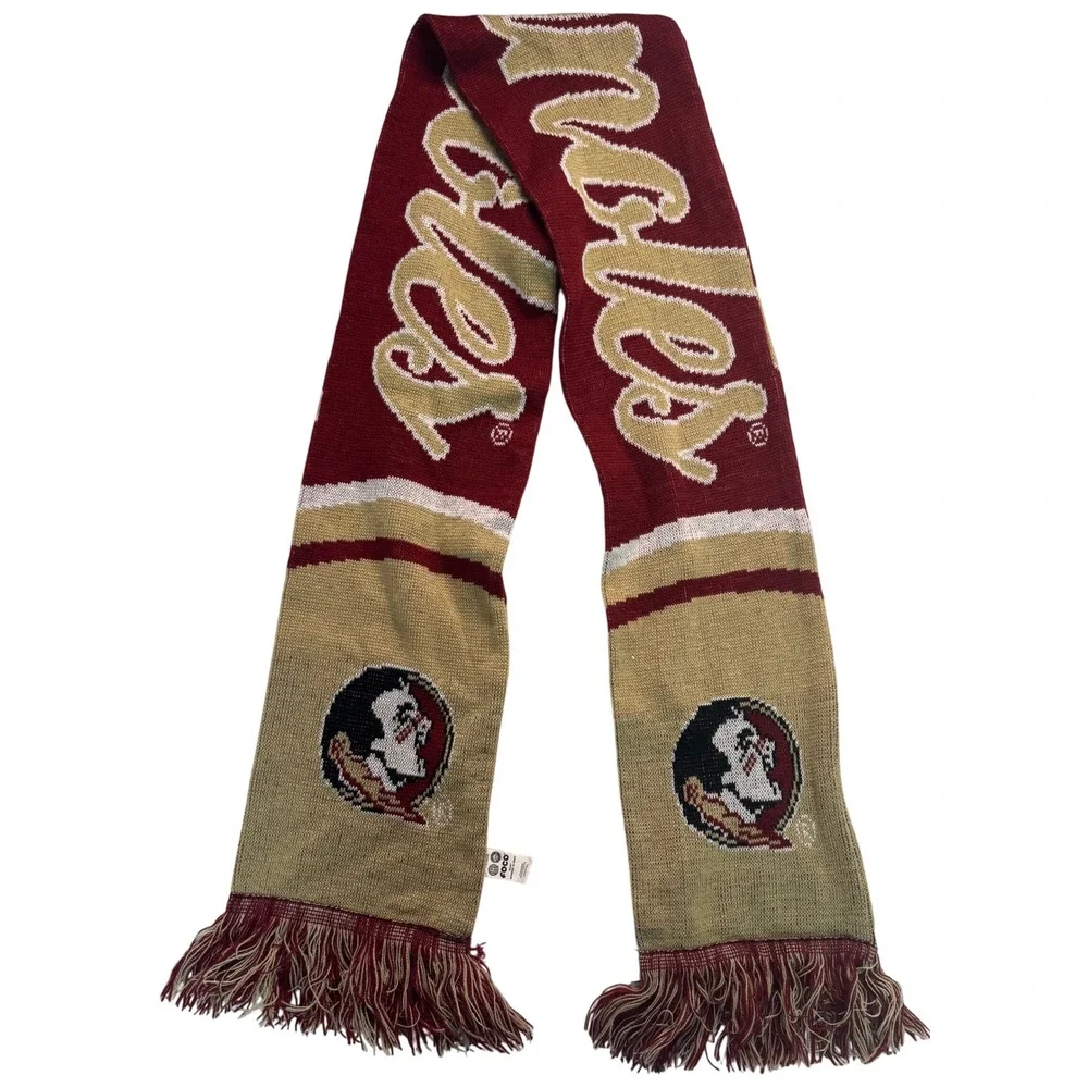 FOCO Florida State University Seminoles Knit Scarf FSU Garnet Gold Fringed Logo
